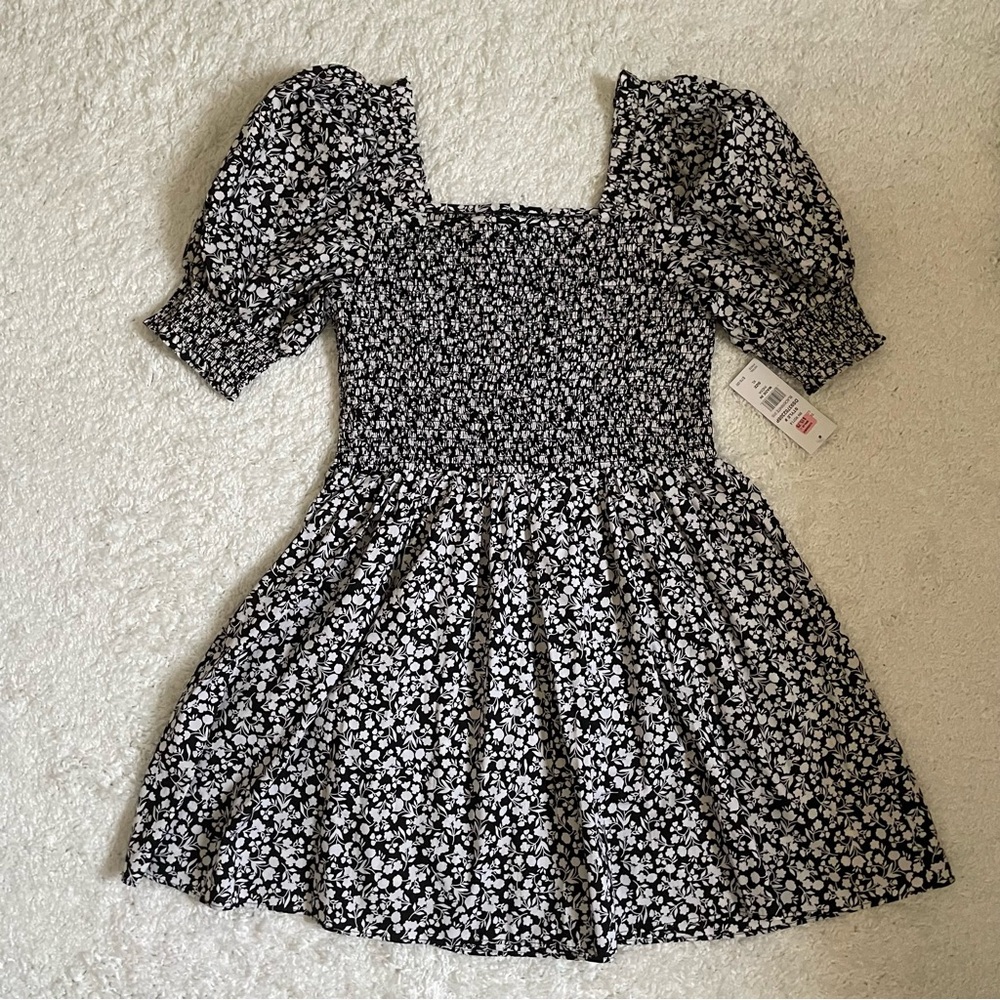Sam & Jess Black and White Floral Puff Sleeve Mini Dress size XL NWT